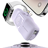 Wozinsky WF16-YLS 5000mAh 15W Lightning Mini Power Bank beépített USB-C kábellel és Apple Watch töltővel - lila