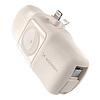 Wozinsky WF16-YLS 5000mAh 15W Lightning Mini Power Bank beépített USB-C kábellel és Apple Watch töltővel - bézs