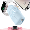 Wozinsky WF16-YLS 5000mAh 15W Lightning Mini Power Bank beépített USB-C kábellel és Apple Watch töltővel - kék