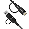 Wozinsky WNBAA 4in1 kábel 2x USB-C 1x USB-A 1x Lightning 60W 1 m - fekete