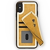 Zizo Nebula pénztárca tok - Hátsó pénztárca és cipzáras tok edzett üveg képernyővédő fóliával iPhone X-hez világosbarna/barna (NEB-IPH8-LBBR)