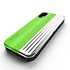 Zizo Retro sorozat - pénztárca hátlapja mágneses zárással és beépített állvánnyal iPhone Xs/X készülékhez neonzöld/ezüst (RET-IPH8-NGRSL)